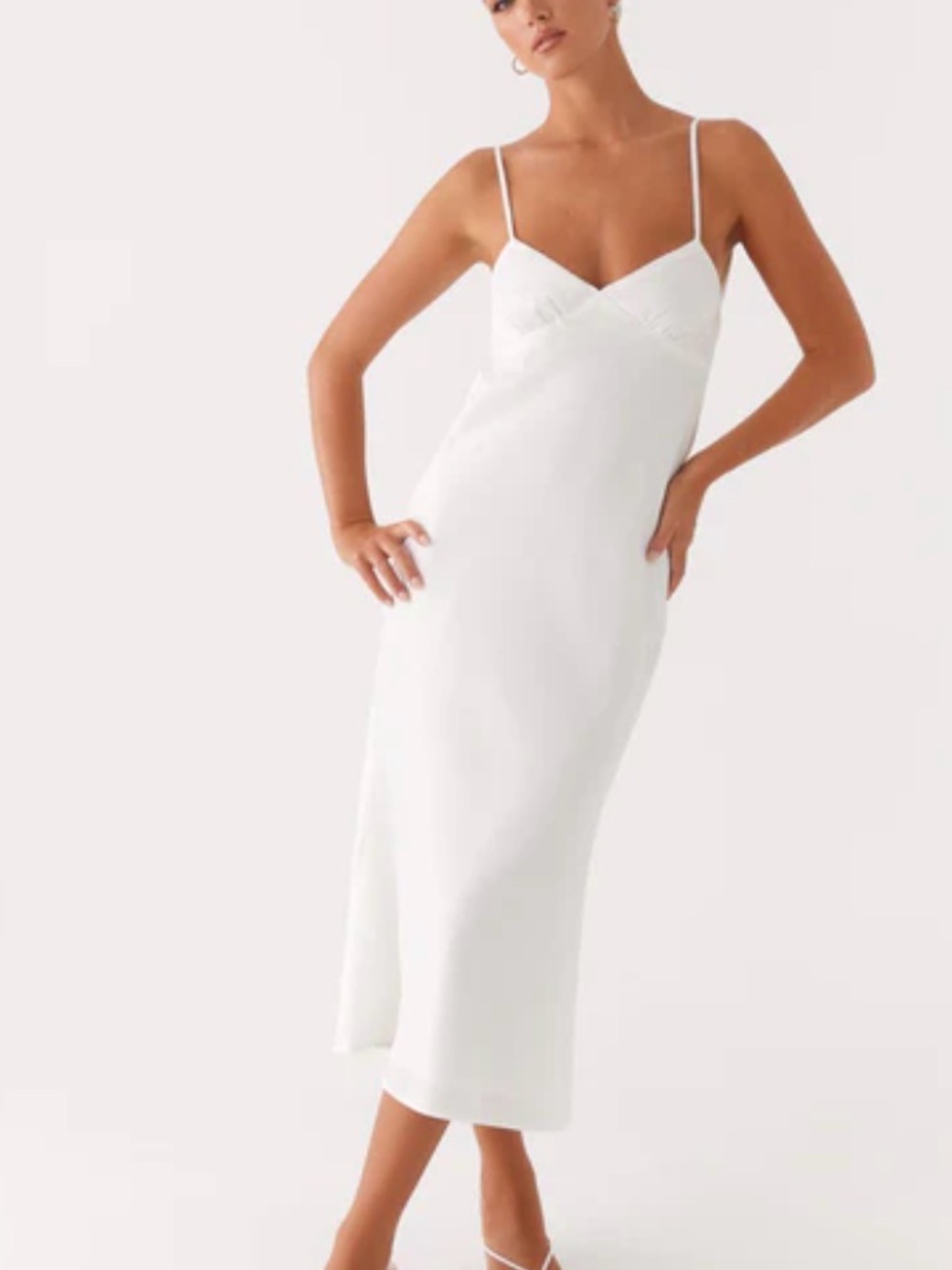 Peppermayo White Slip Midi Dress